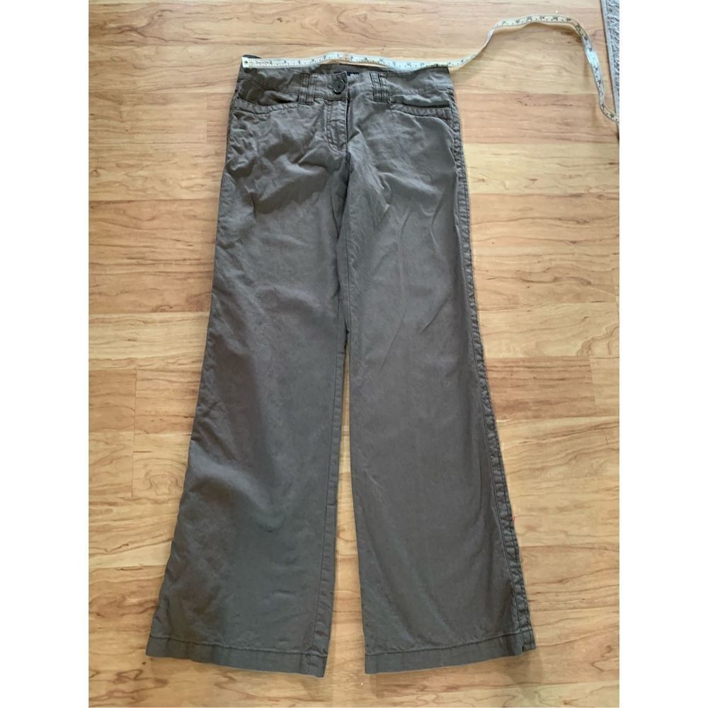 H&M green olive linen pants size 6